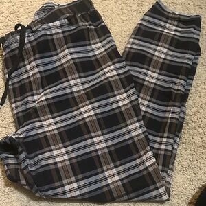 CHARLIE B Plaid Jogger Pants in Black, Brown & White